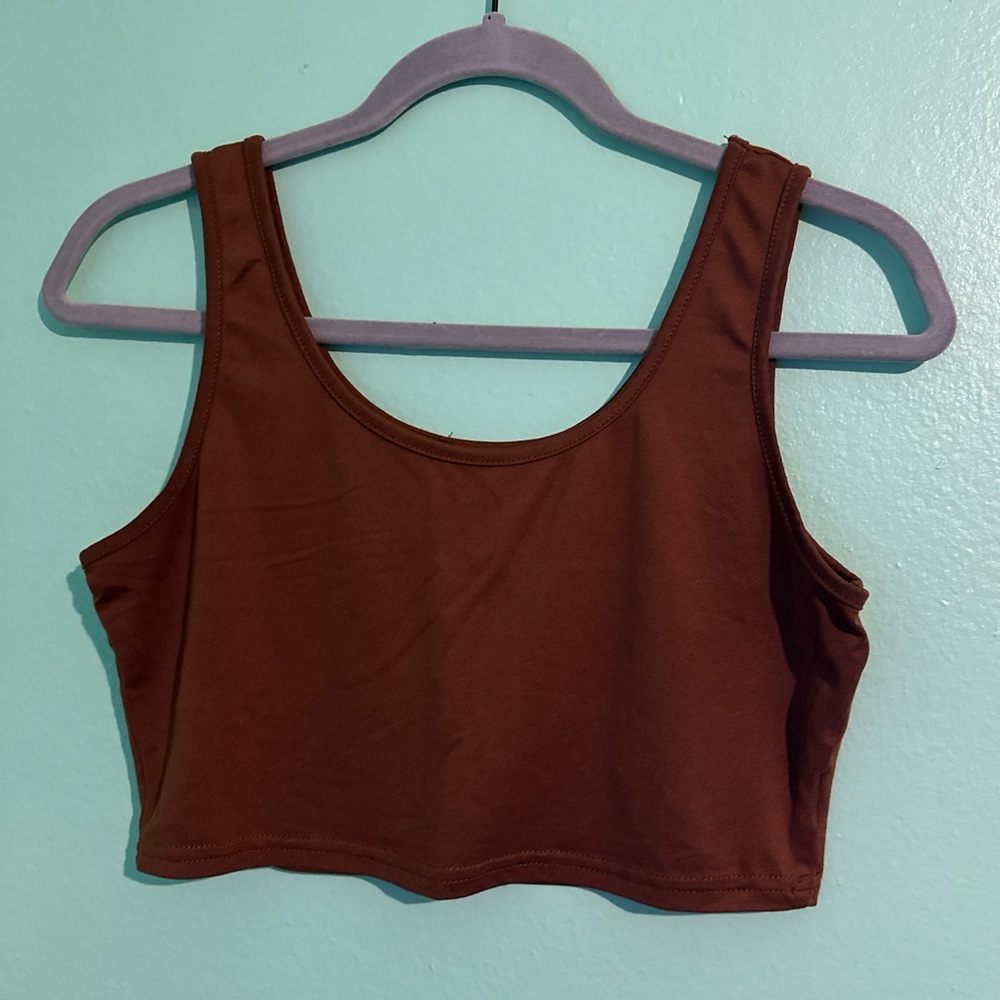 brown crop tank top from shein